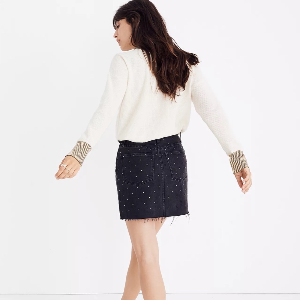Madewell black metallic dot denim mini skirt - Picture 9 of 11